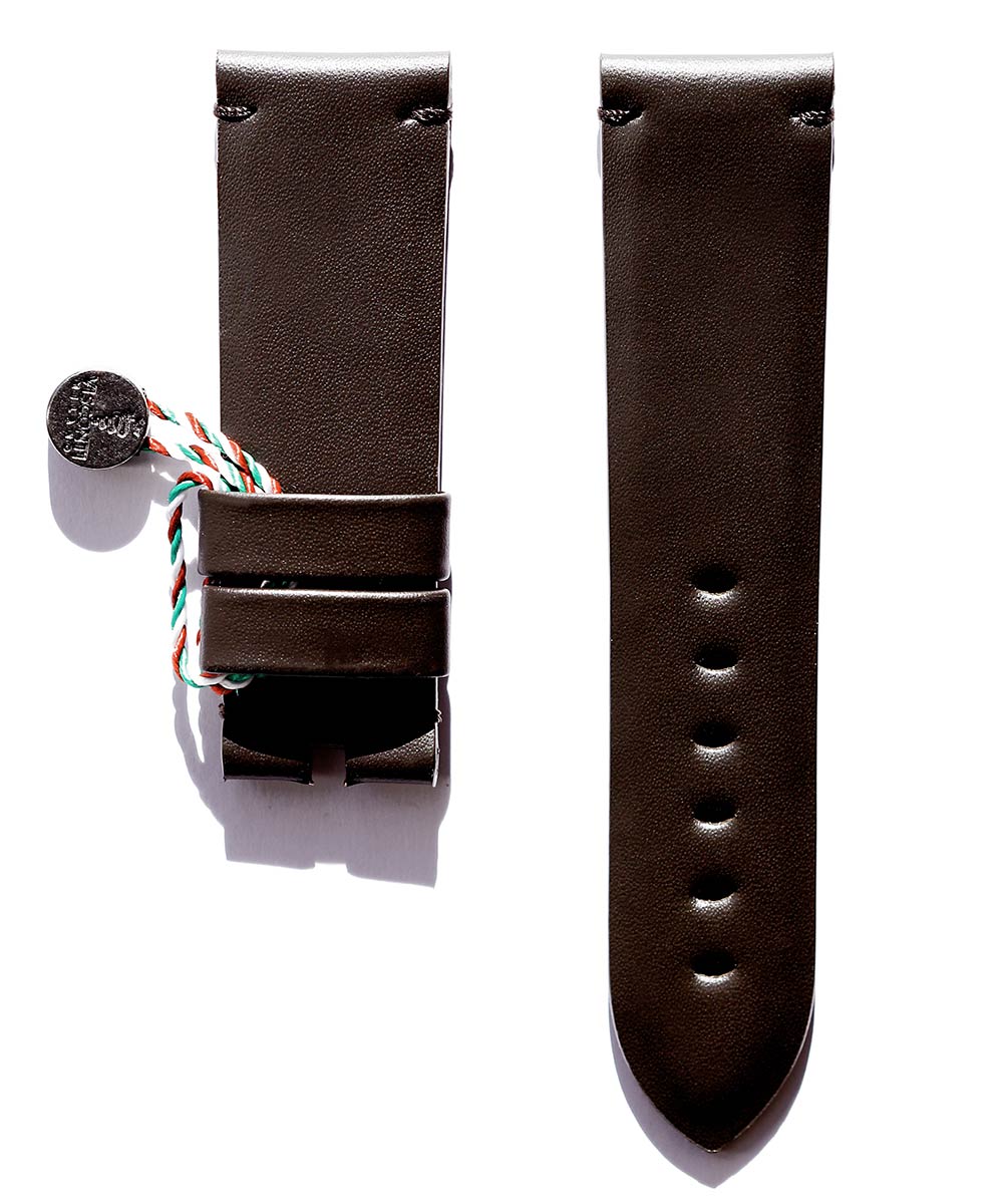 Panerai style strap in Dark Brown Calf leather