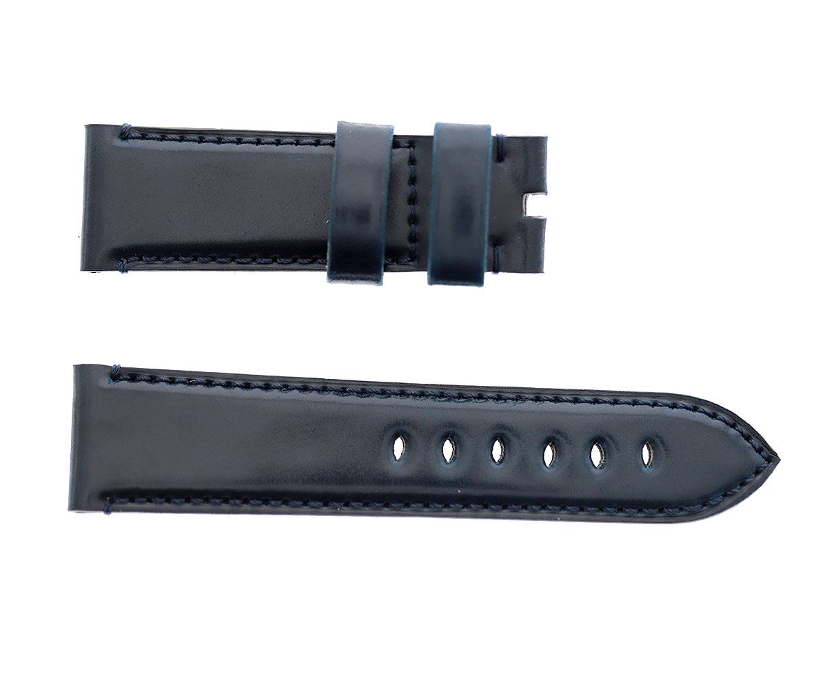 Navy Blue Horween Shell Cordovan Panerai style watch strap