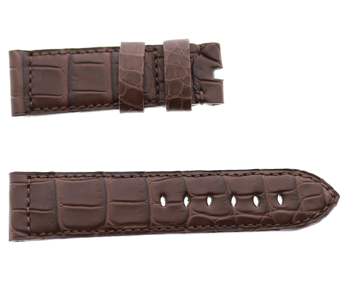 Panerai style watch strap in Brown Alligator leather