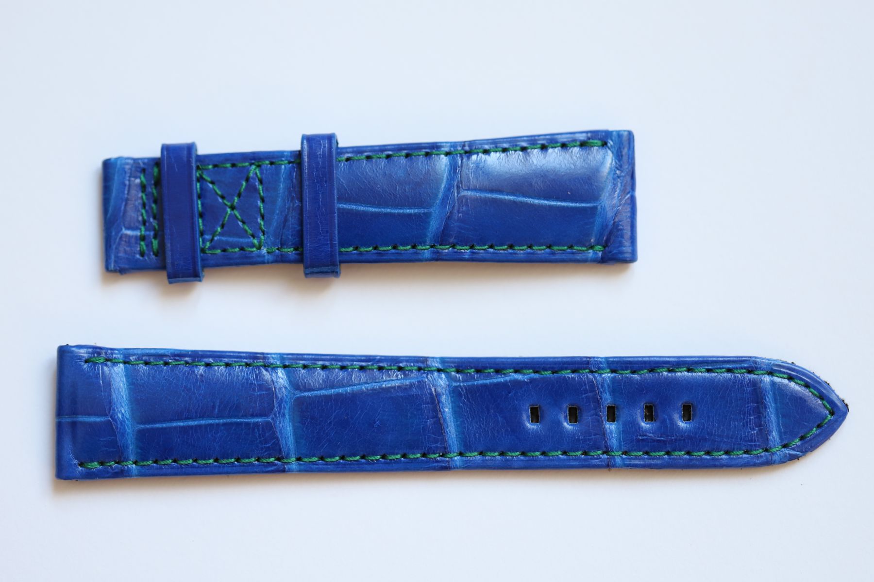 Blue Lapis Gloss Alligator leather strap 21mm Patek Philippe Calatrava 5524G style
