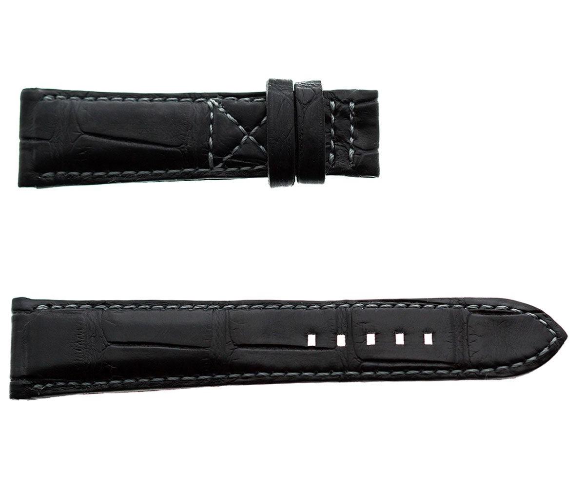 Black Matte Alligator leather strap 21mm Patek Philippe Calatrava Pilot Travel Time 5524G