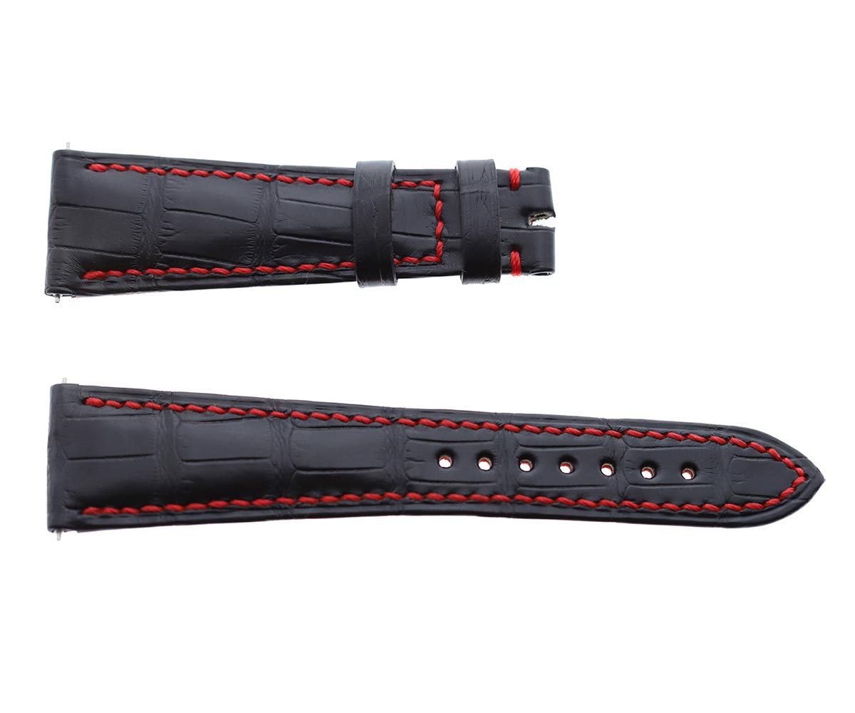 Navy Blue Matte Alligator leather strap 22mm Patek Philippe Calatrava style