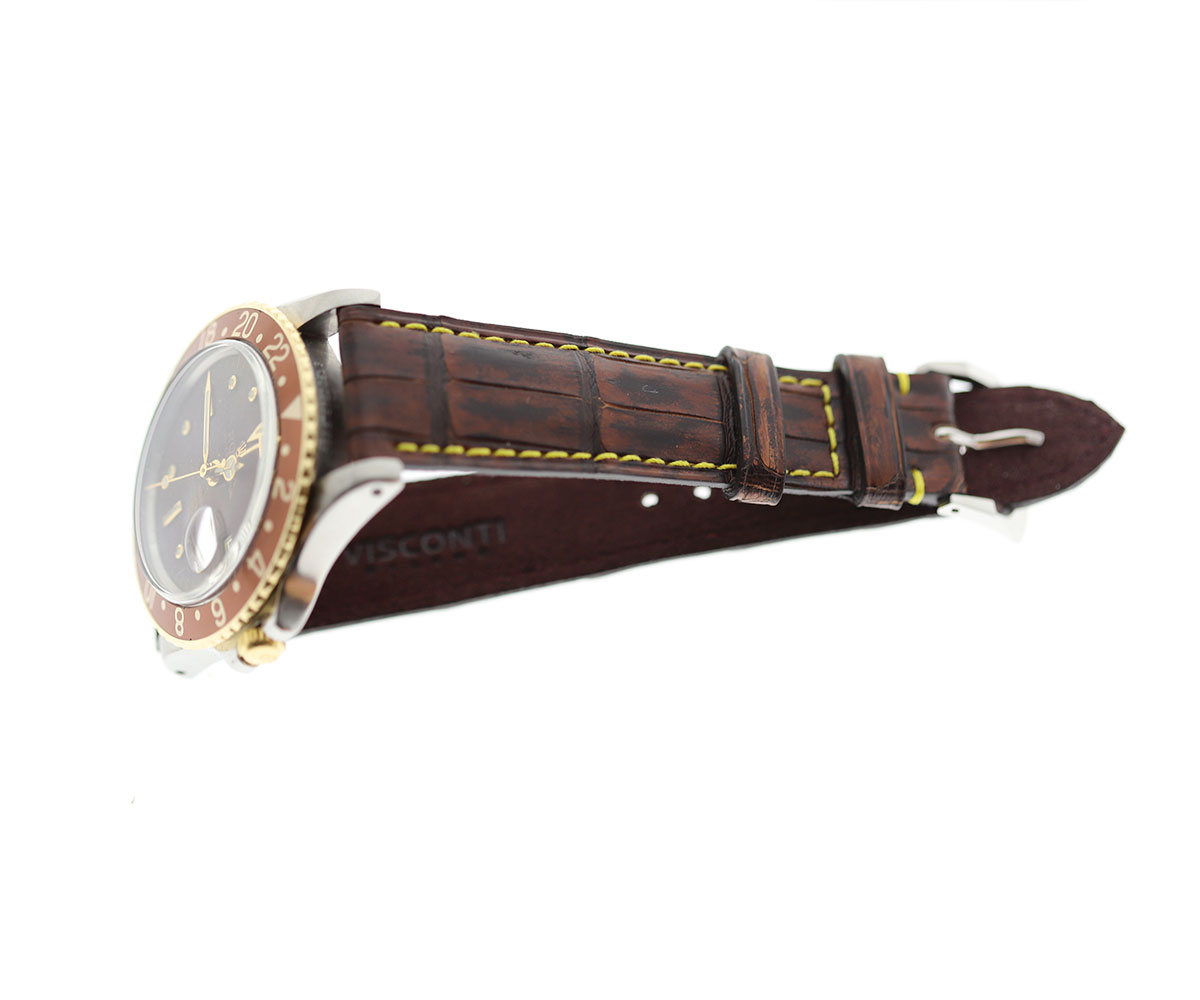 Vintaged Brown Alligator leather strap 20mm Rolex Oyster Perpetual / GMT style