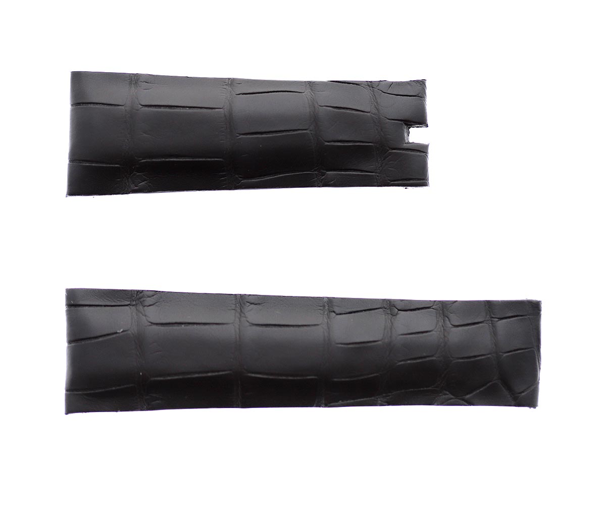 Hydro Black Alligator Big Scales Leather strap 21mm Rolex Sky-Dweller style