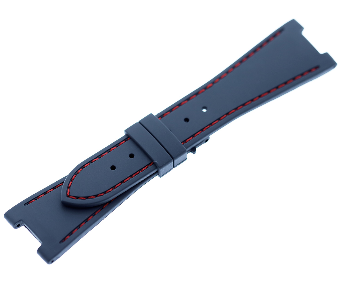 INDIGO BLUE rubber strap for NAUTILUS / PATEK PHILIPPE / Red stitching