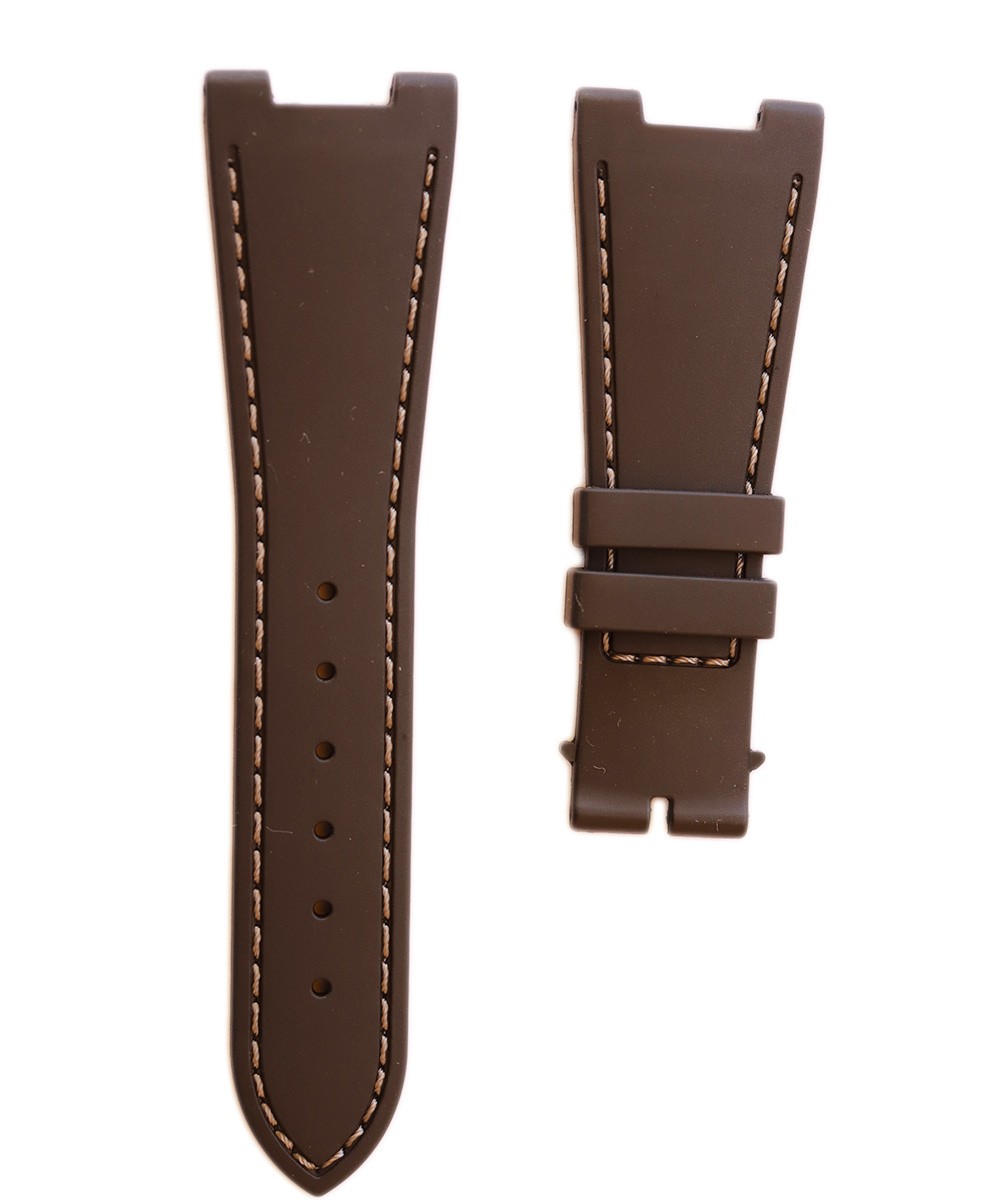 Chocolate Brown Natural Rubber Strap 28mm with Special Inserts for Patek Philippe Nautilus