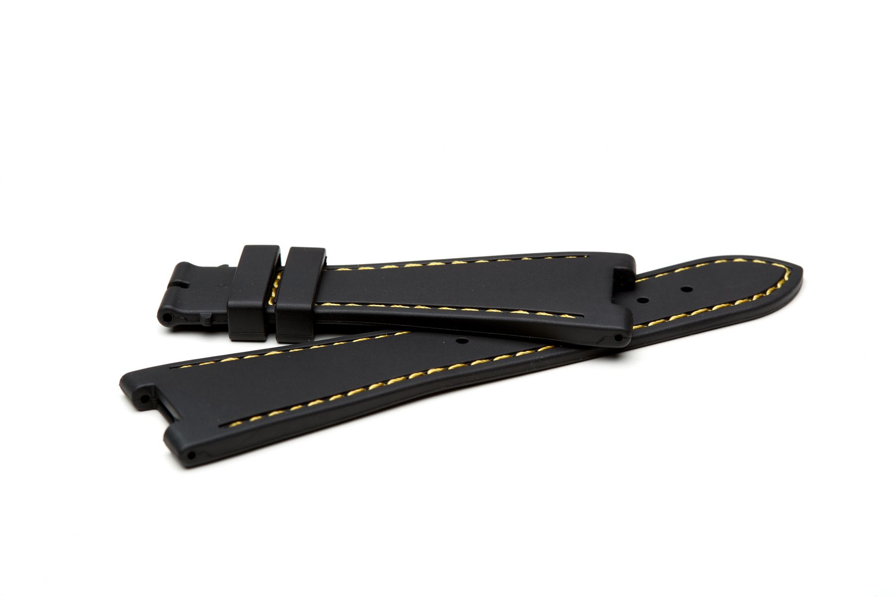 Anthracite Black / Yellow Stitching / Natural Rubber Strap for Patek Philippe Nautilus