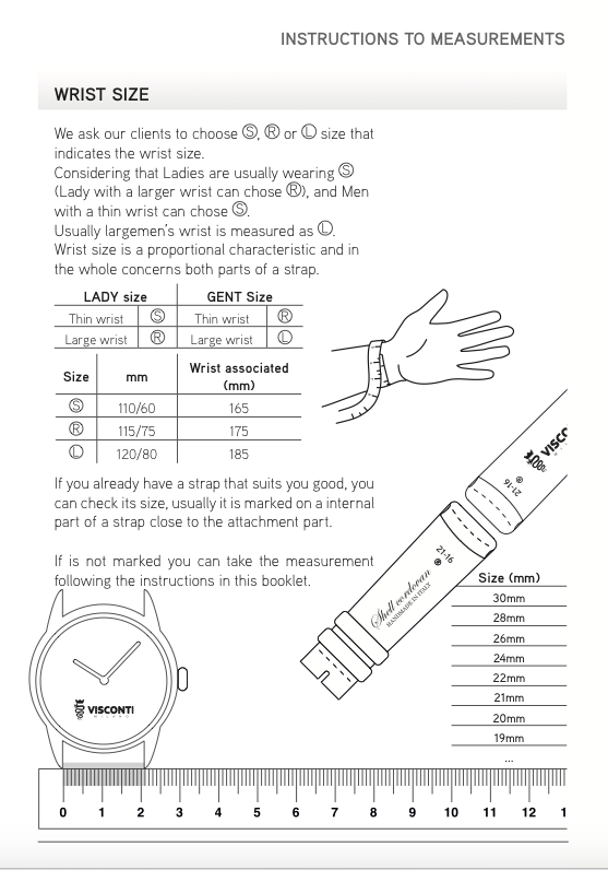 Instructions to measurements - Wrist size