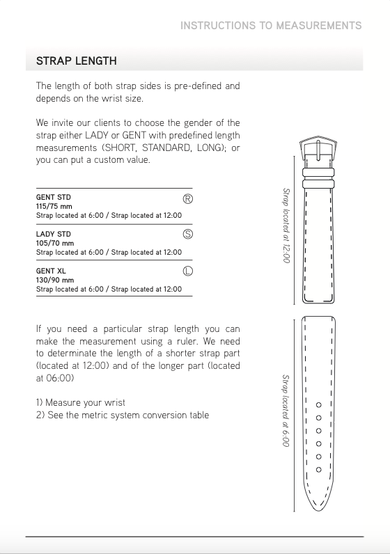 Instructions to measurements - Strap Length