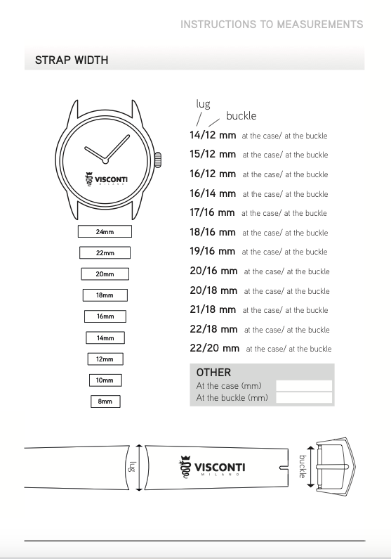 Instructions to measurements - Strap Width