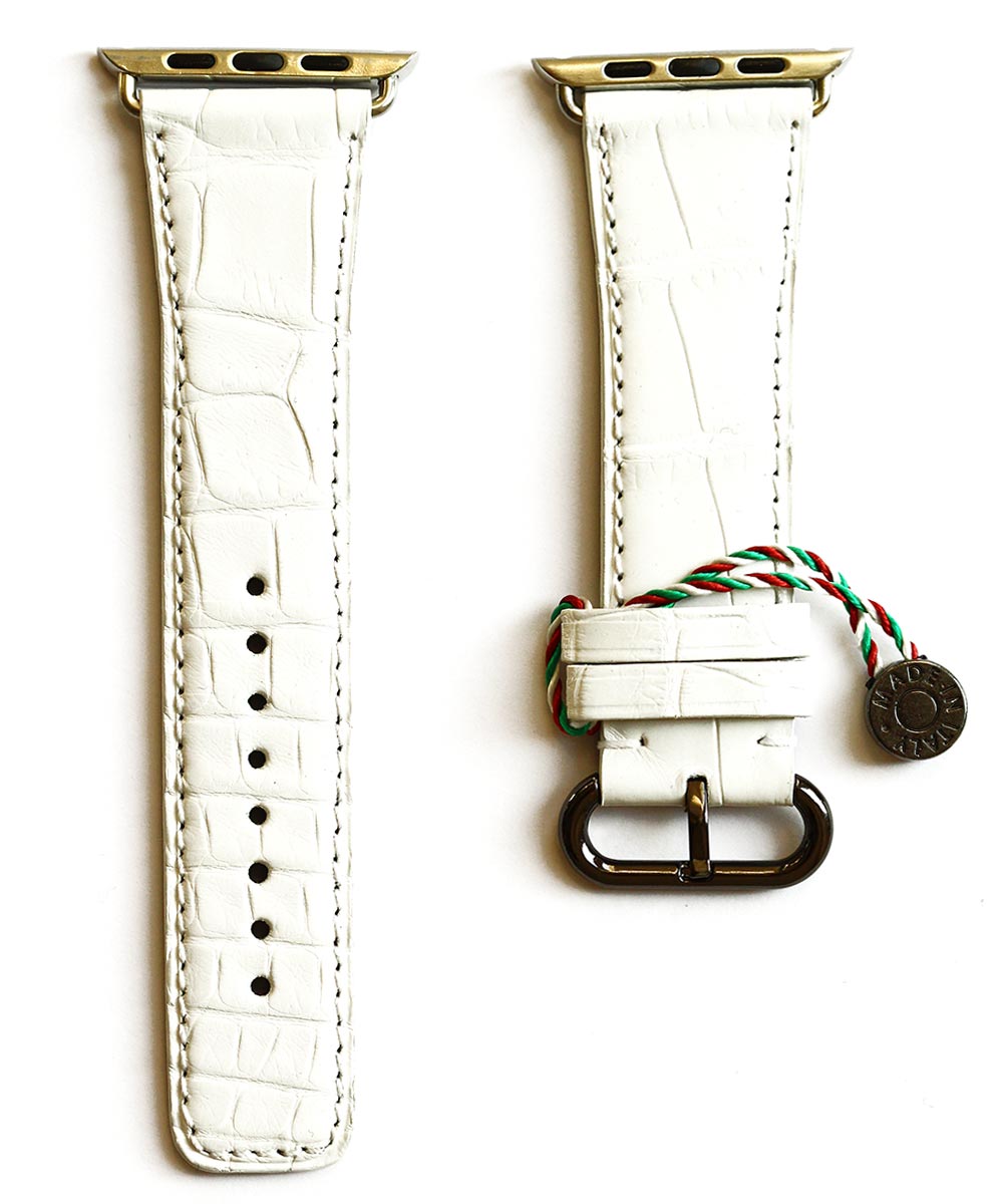 Matte Alligator leather strap (Apple Watch All Series) / WHITE