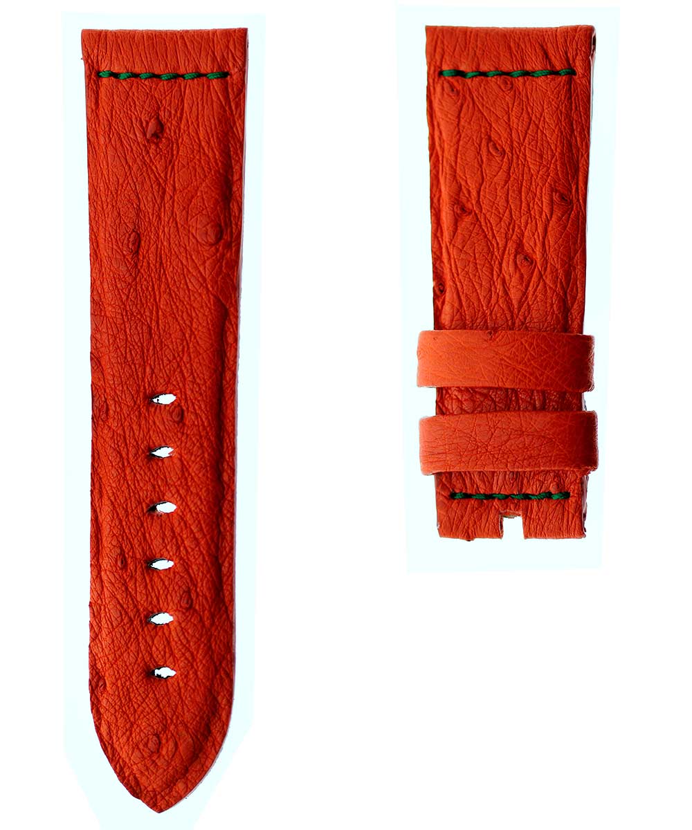 Red Ostrich leather strap 24mm Panerai style
