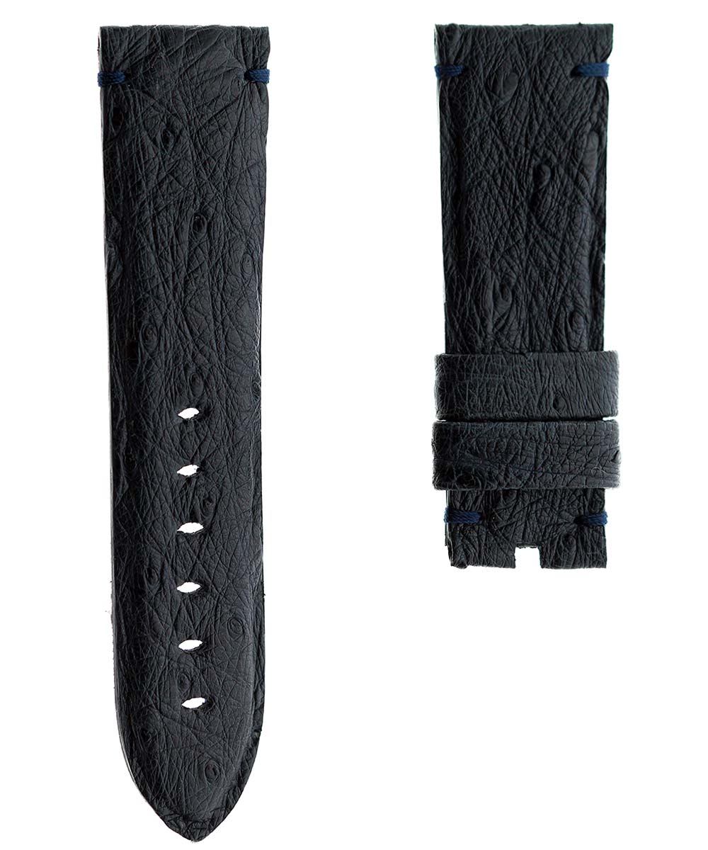 Blue Dark Ostrich leather strap Panerai style