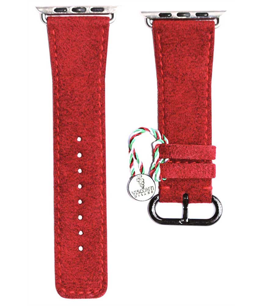 Flame Red Italian Alcantara Apple Watch strap (Apple Watch All Series)