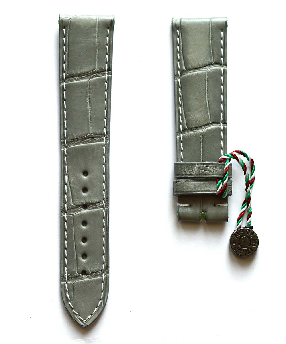 Grey Matte Alligator leather strap 20mm
