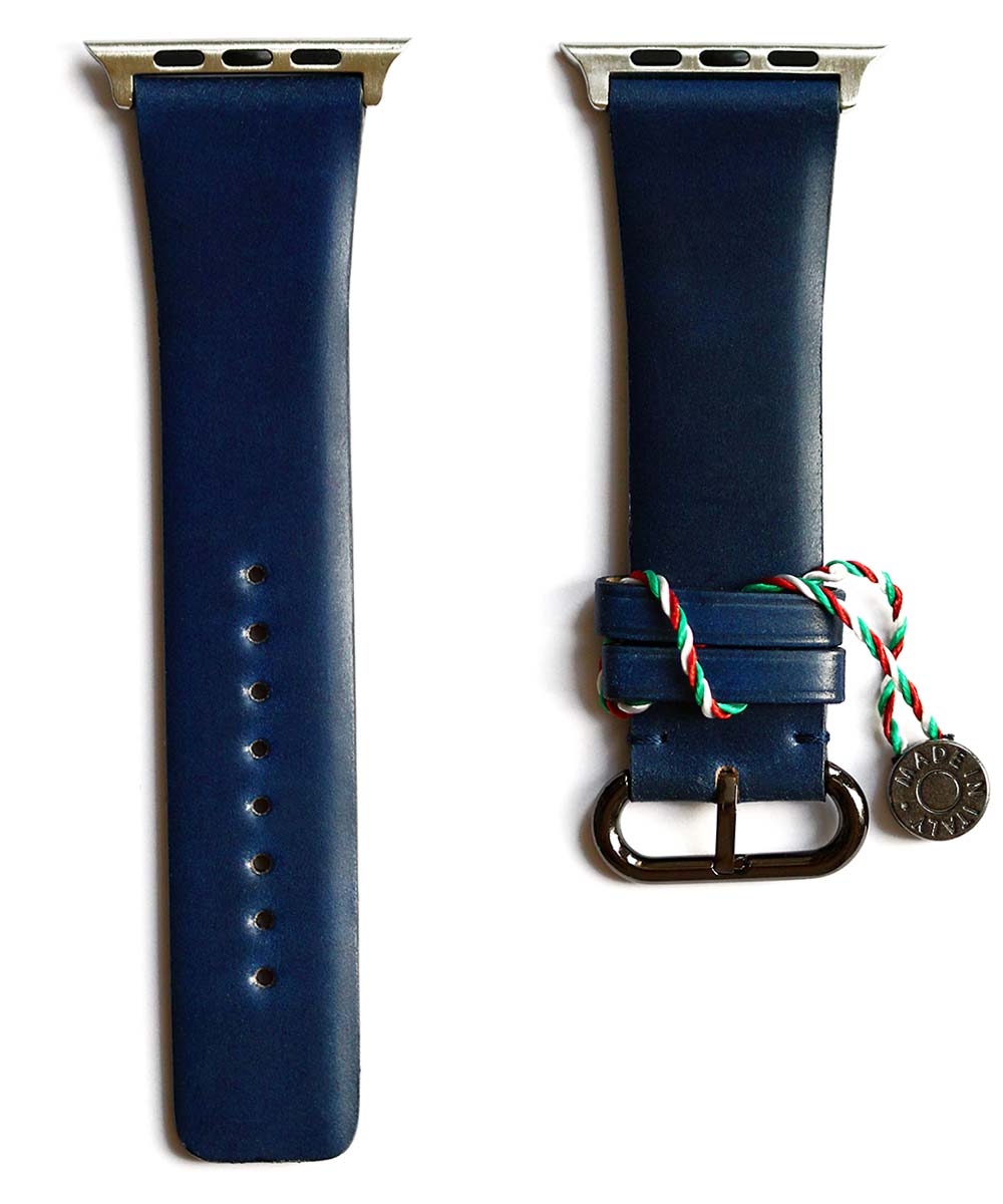Ocean Blue Horween Shell Cordovan leather strap for Apple Watch Strap 42mm