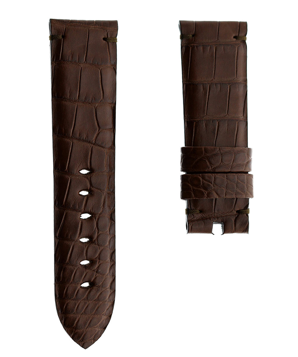 Tobacco Brown Alligator leather strap PANERAI style