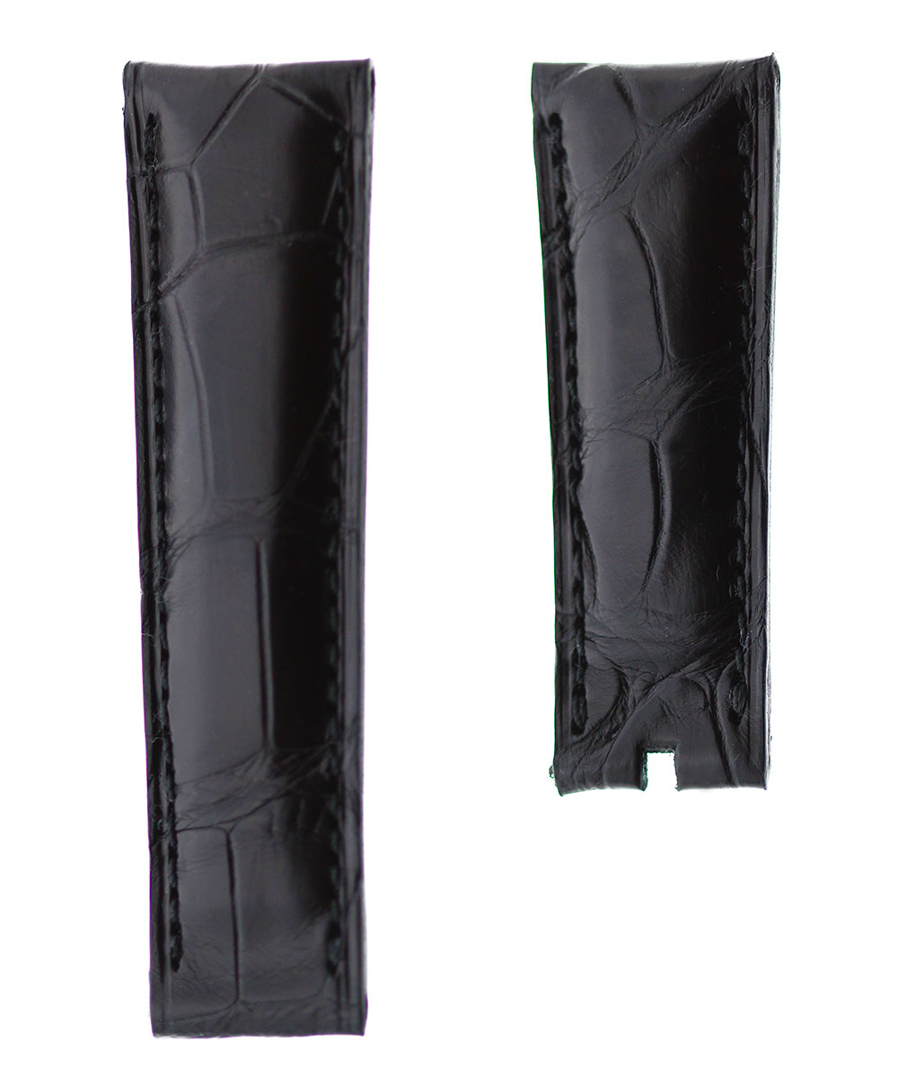Black Alligator Big Scales Leather strap 21mm Rolex Sky-Dweller style