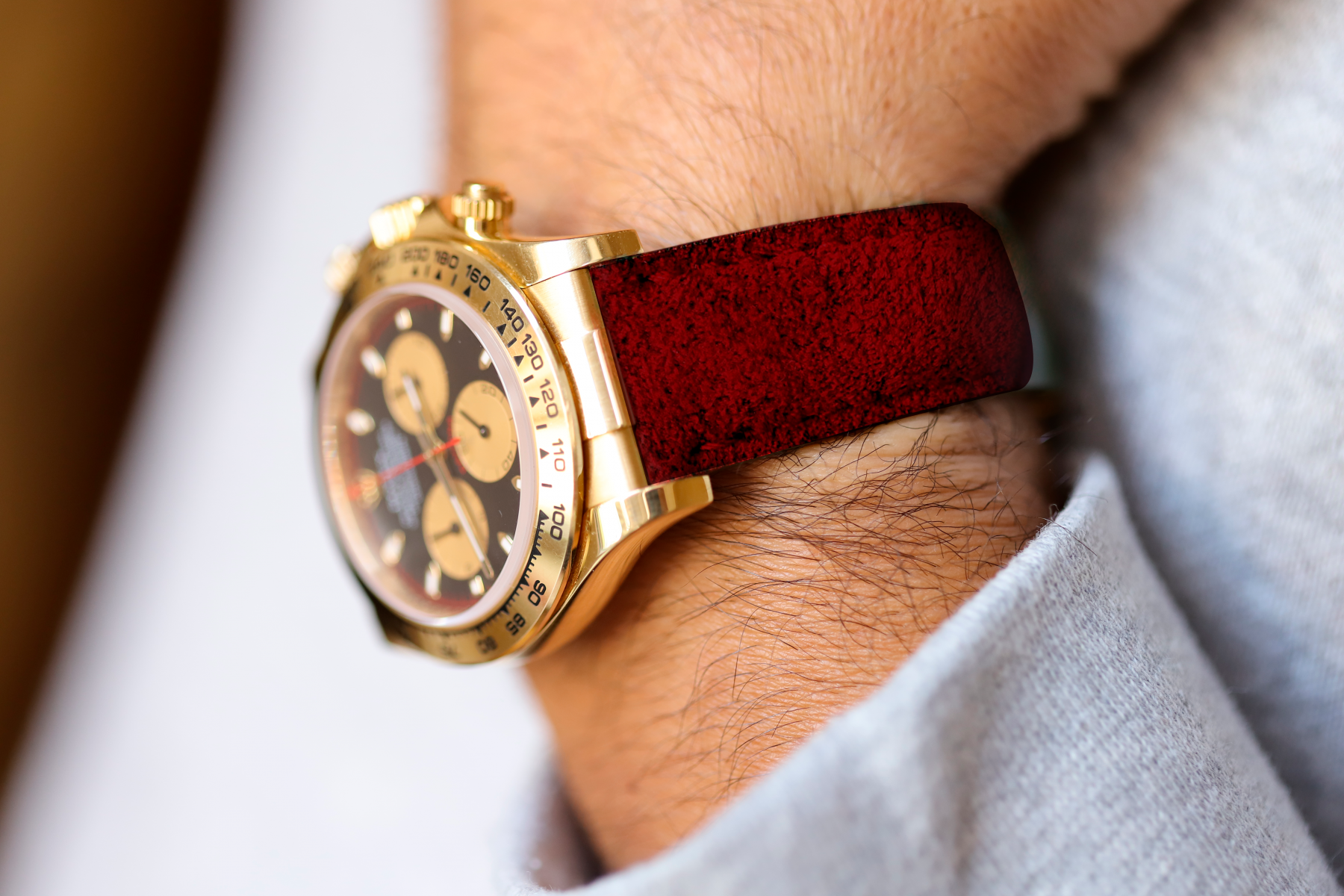 N15 Chianti Rubino Alcantara® watch strap 20mm Rolex Daytona style