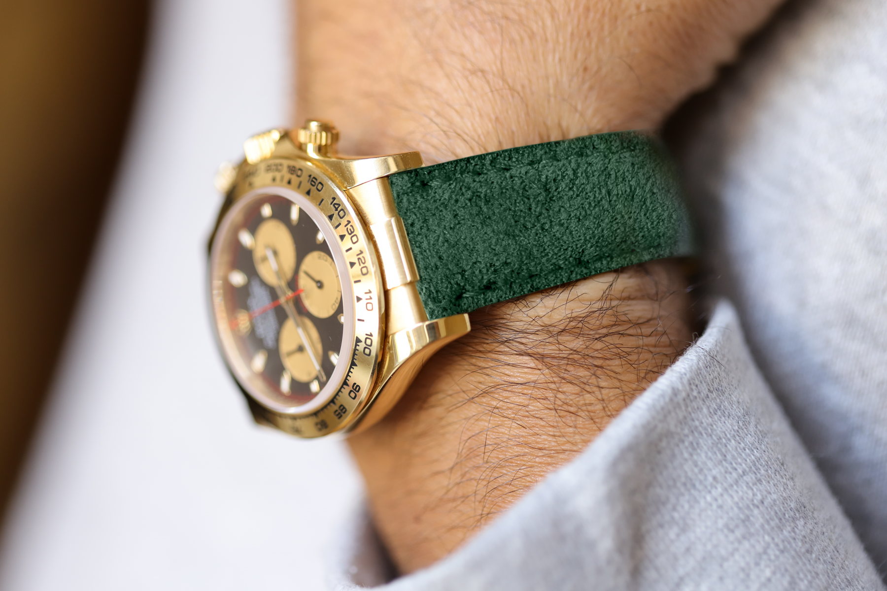 N7 Deep Green Alcantara strap 20mm for Rolex Daytona style timepieces