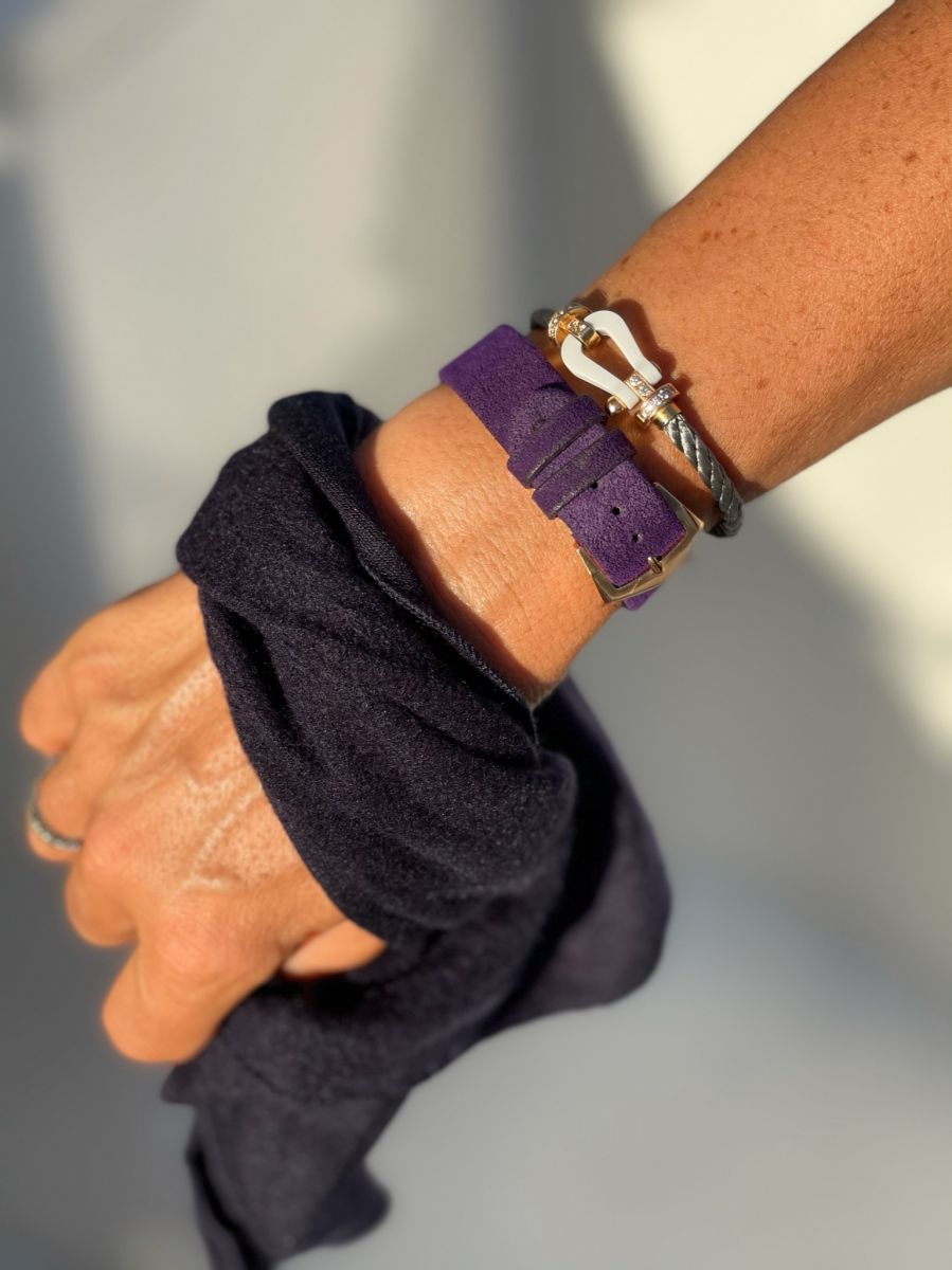 Wrist bracelet in Royal Violet Alcantara® With Your Initials