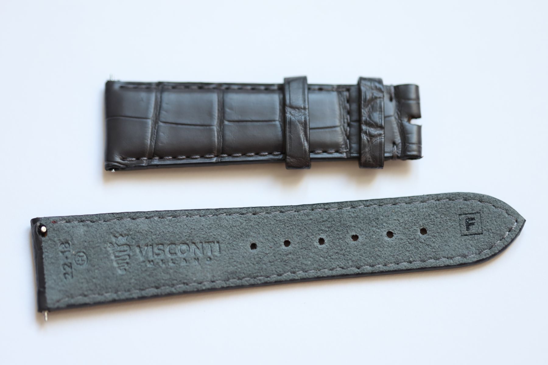 Dark Grey Alligator leather Strap 22mm Grand Seiko style