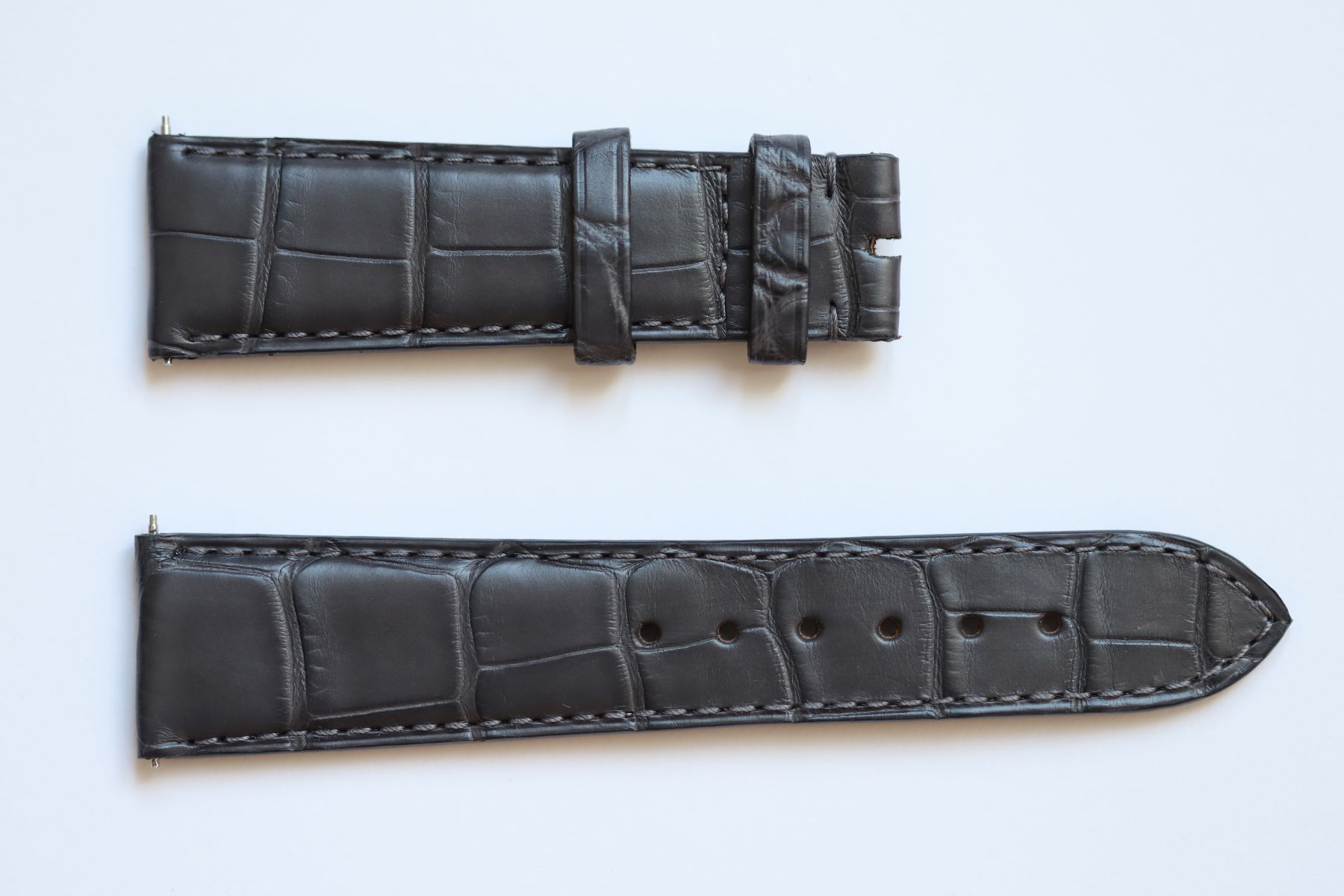 Dark Grey Alligator leather Strap 22mm Grand Seiko style