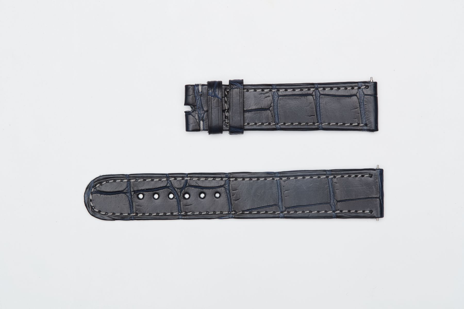 Premium Custom Strap 19mm For Grand Seiko in Navy Blue Alligator leather