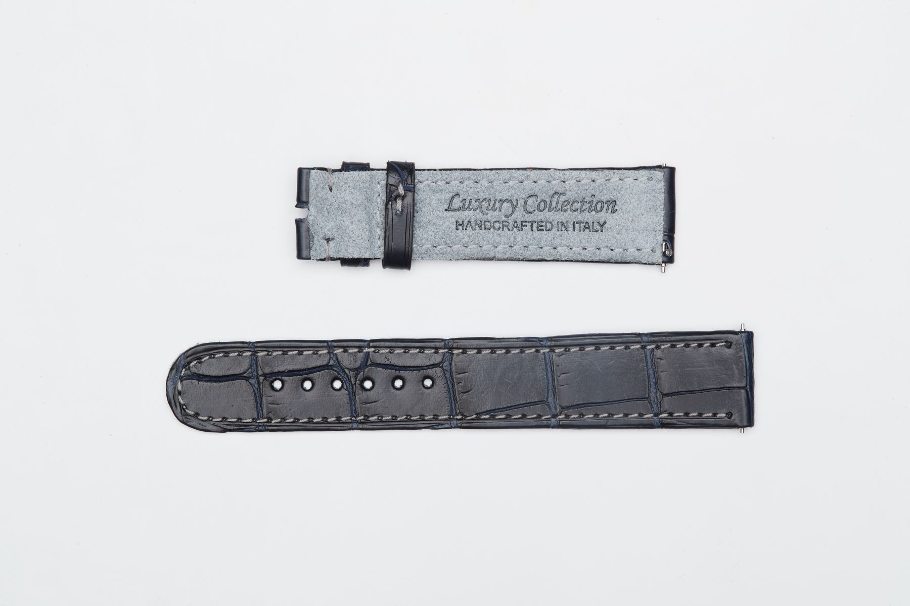 Premium Custom Strap 19mm For Grand Seiko in Navy Blue Alligator leather