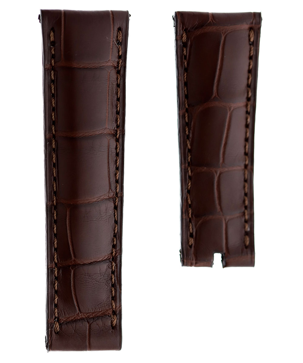 Brown Alligator Leather strap 21mm Rolex Sky-Dweller style