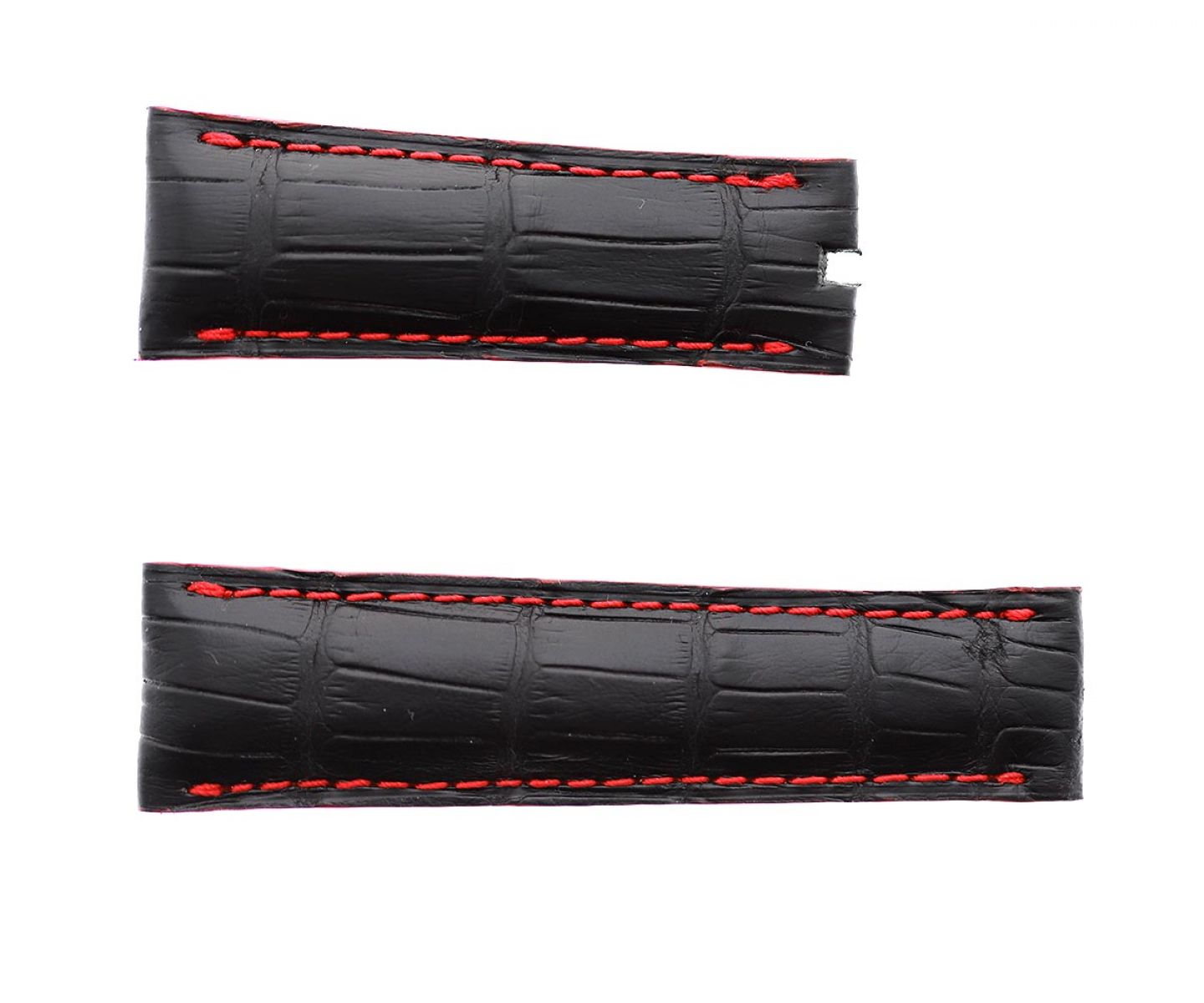 Black Alligator Leather strap 21mm Rolex Sky-Dweller style. Red stitching