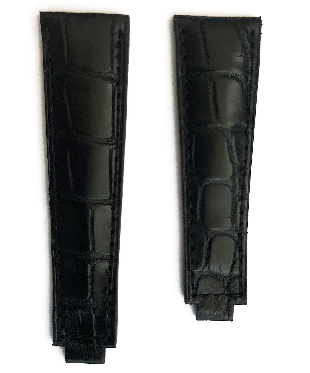 Black Alligator leather strap 20mm for Rolex Daytona & Yacht-Master with Oysterflex / XL Wrist