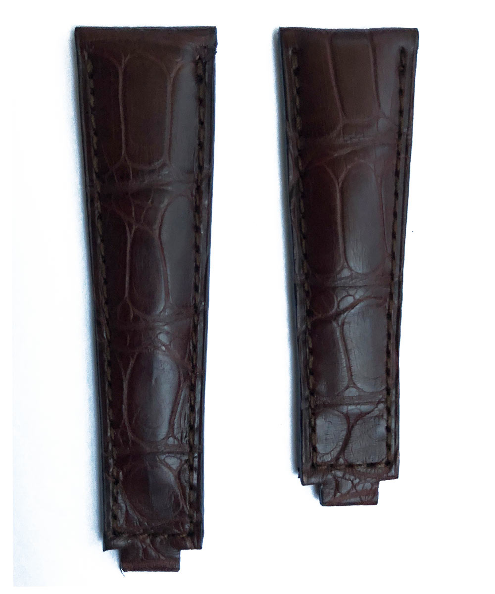 Brown Alligator leather strap 20mm for Rolex Daytona & Yacht-Master with Oysterflex / XL wrist