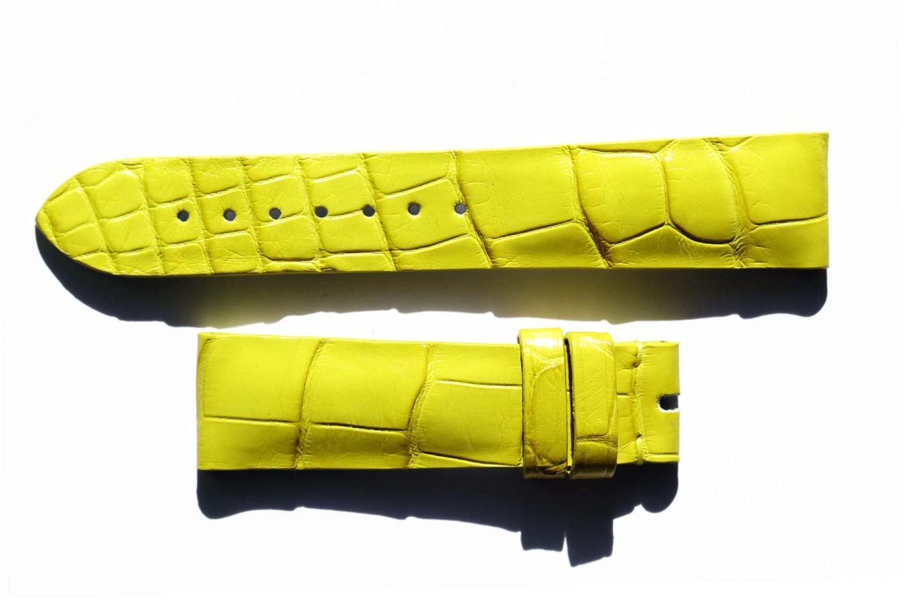 Lemon Yellow matte Alligator leather custom strap