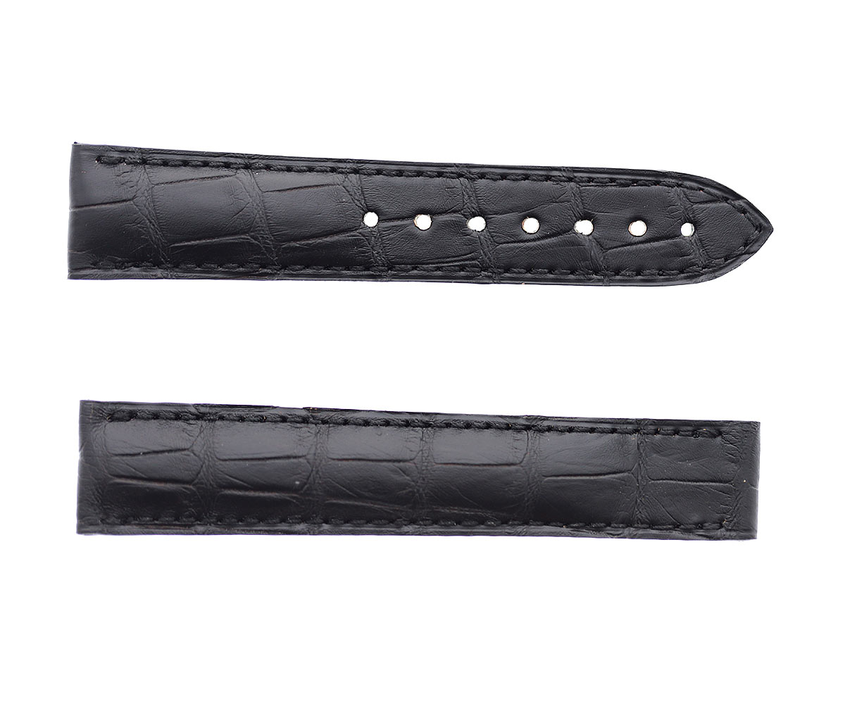 Black Matte Alligator leather strap 20mm Omega Speedmaster style / Black stitching