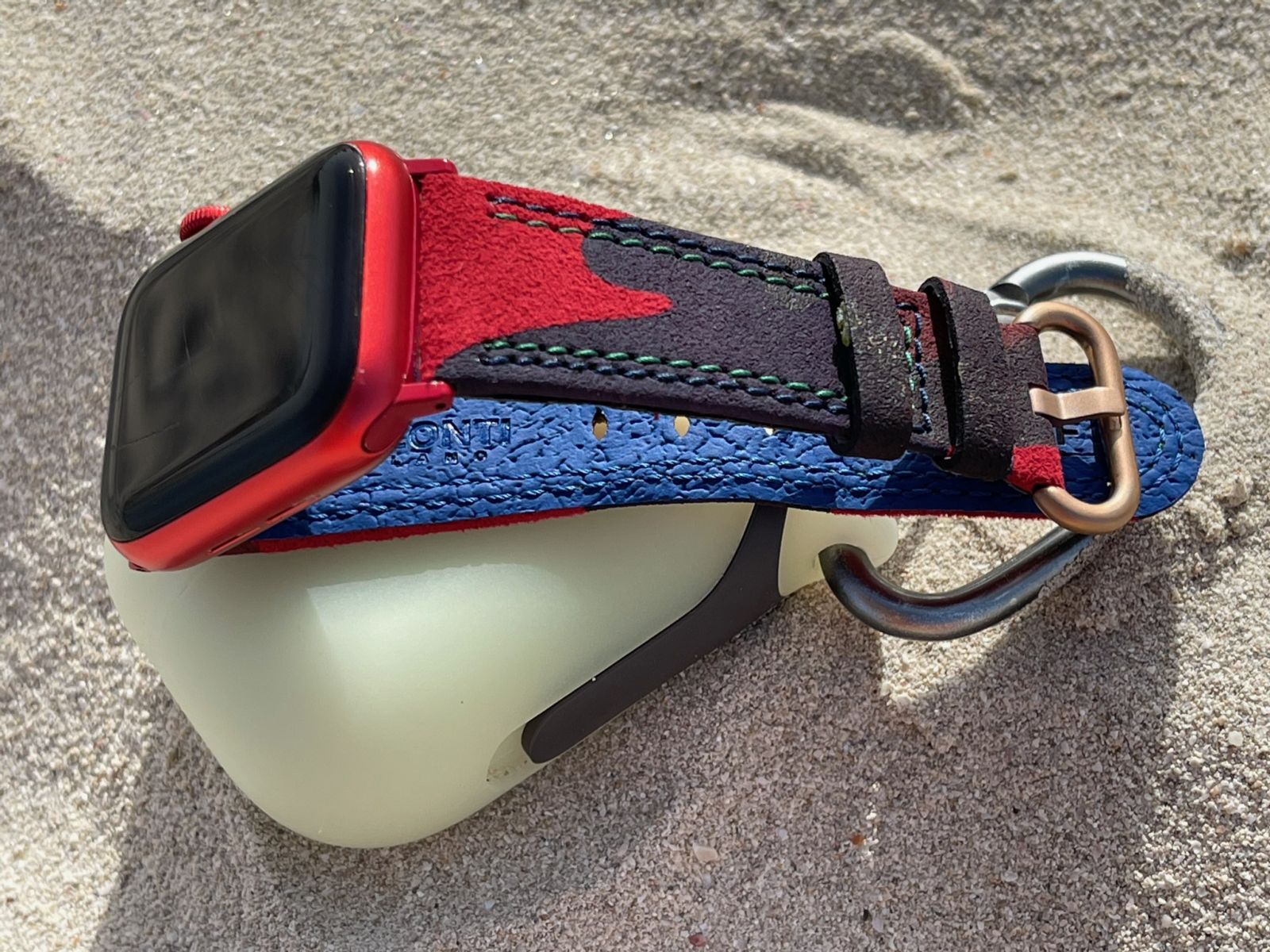 Red Flame Acapulco Camouflage Alcantara Apple Watch Strap (Apple Watch All Series)