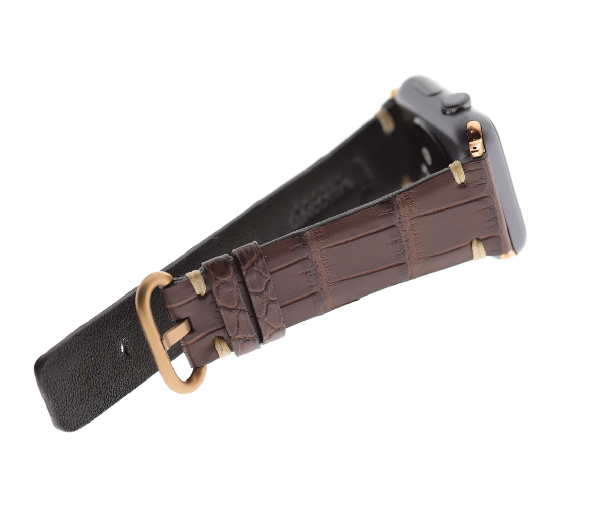 Brown Impermeable Alligator leather strap (Apple Watch All Series)