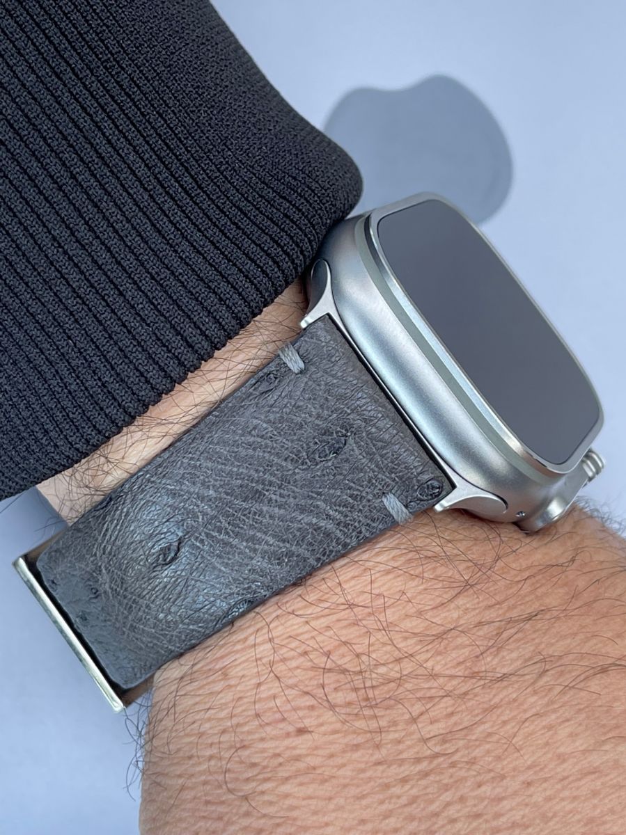 Silver Grey Camouflage Ostrich Strap (Apple Watch All Series)