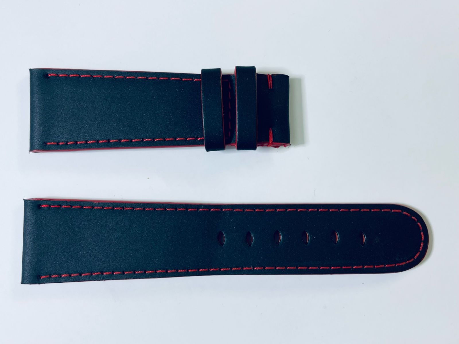 Recycled Rubber Strap (Apple Watch All Series) / BLACK / RED stitching