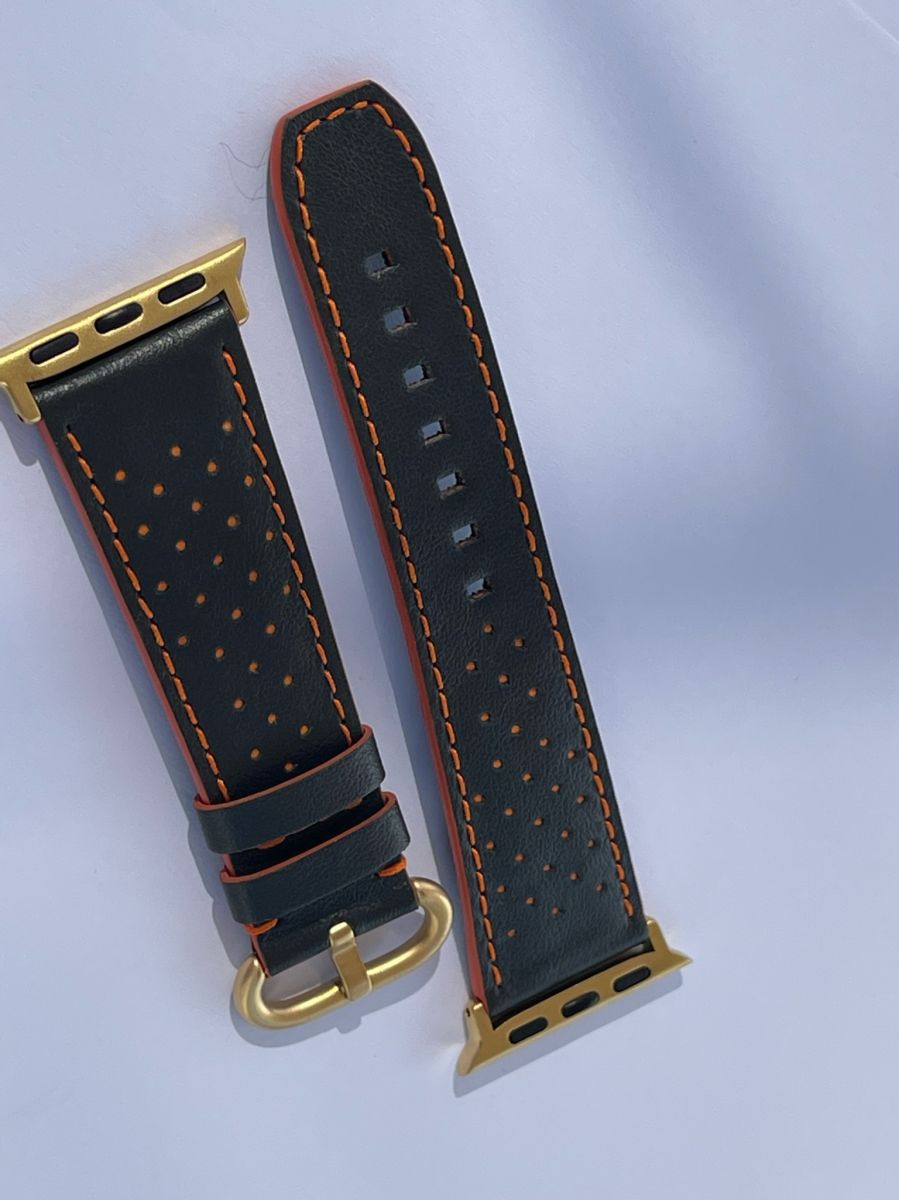 Dark Gray Perforated Napa Leather Strap for Apple Watch All Series