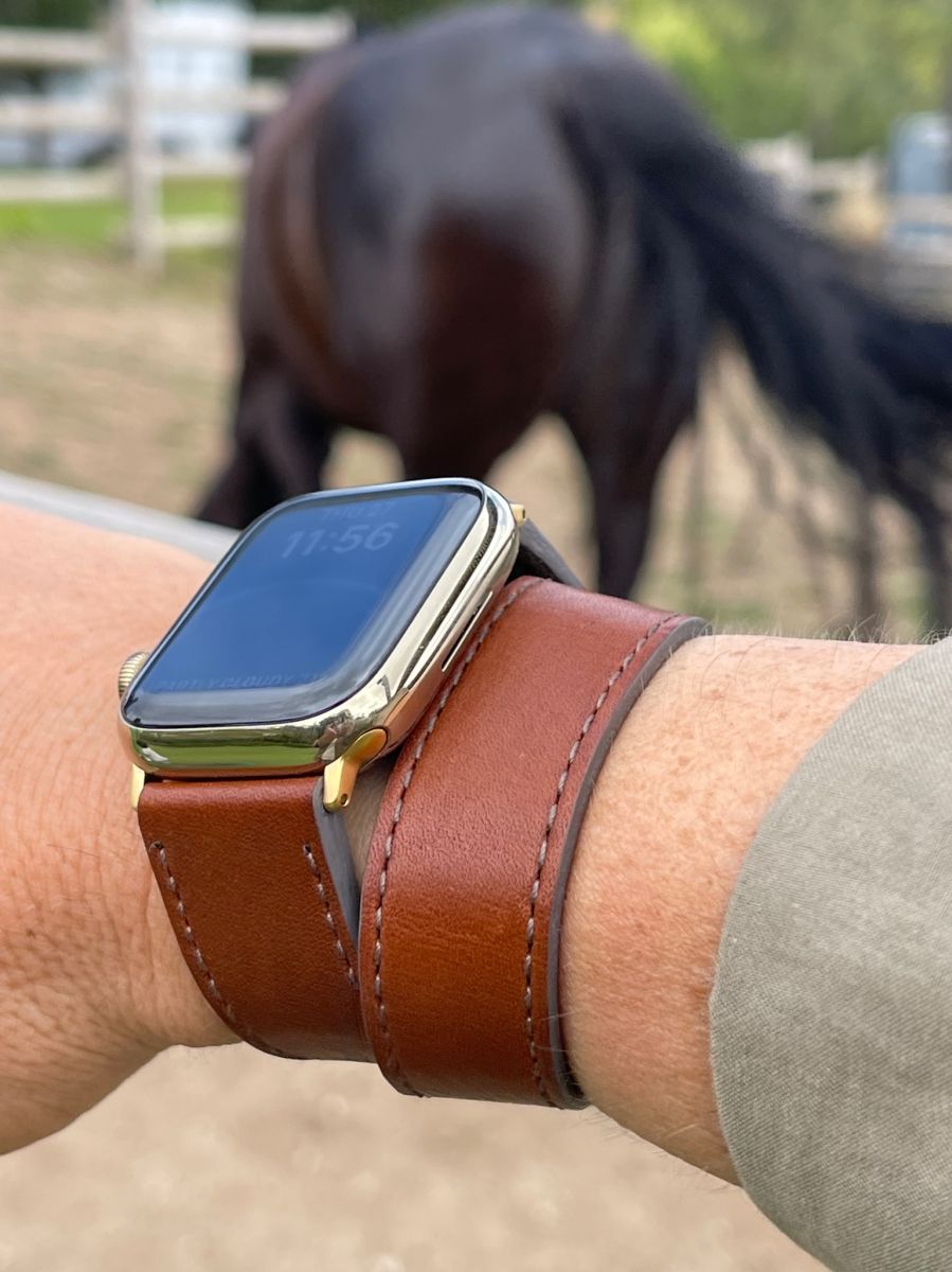 Double Tour Bracelet in Chocolate Brown BARENIA leather (for Apple watch, All case sizes and Generations)