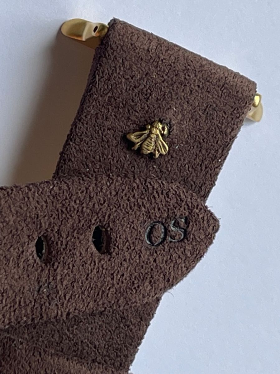 Signature strap with Bee decor in Dark Brown Alcantara strap (for Apple Watch All Series)