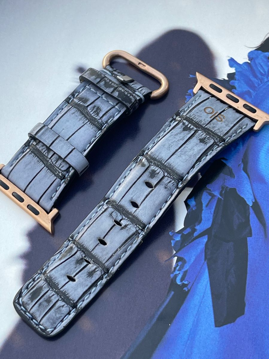 Alligator Leather strap (Apple Watch All Series) /VINTAGE BLUE