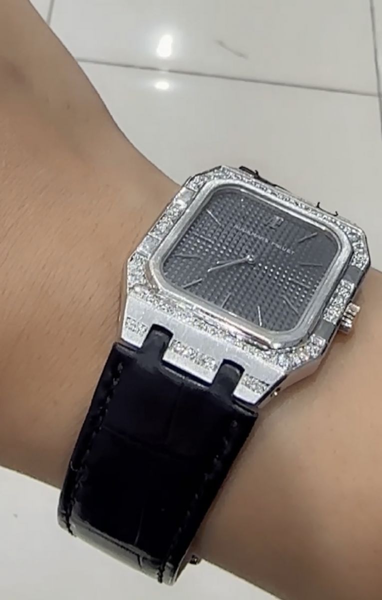 Audemars Piguet Royal Oak ref.# 6009 Black Gloss Alligator leather strap 19.5mm