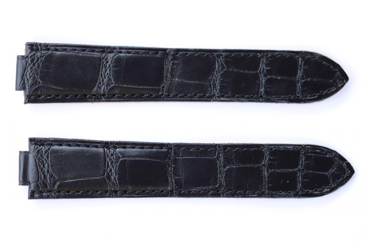 Custom made strap for Ballon Bleu by Cartier style timepieces made in Black Alligator leather