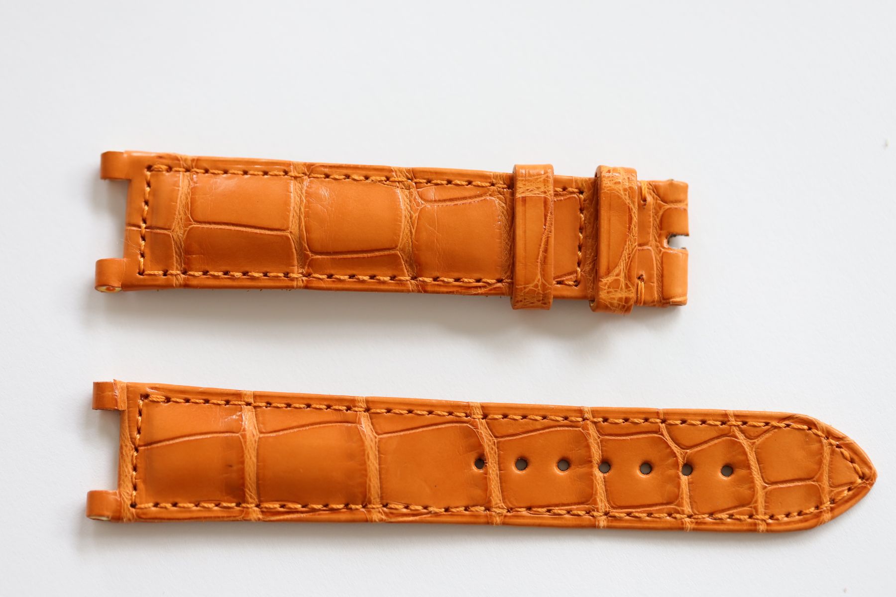 Orange Matte Alligator leather strap 20mm for Cartier Pasha 38mm case timepieces