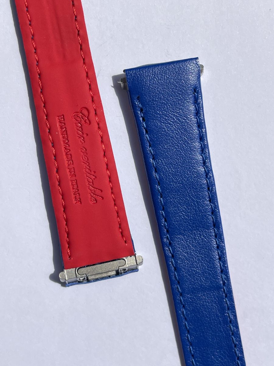 Blue Napa leather strap Quick Replacement system for Cartier Santos #WSSA0018, WSSA0029