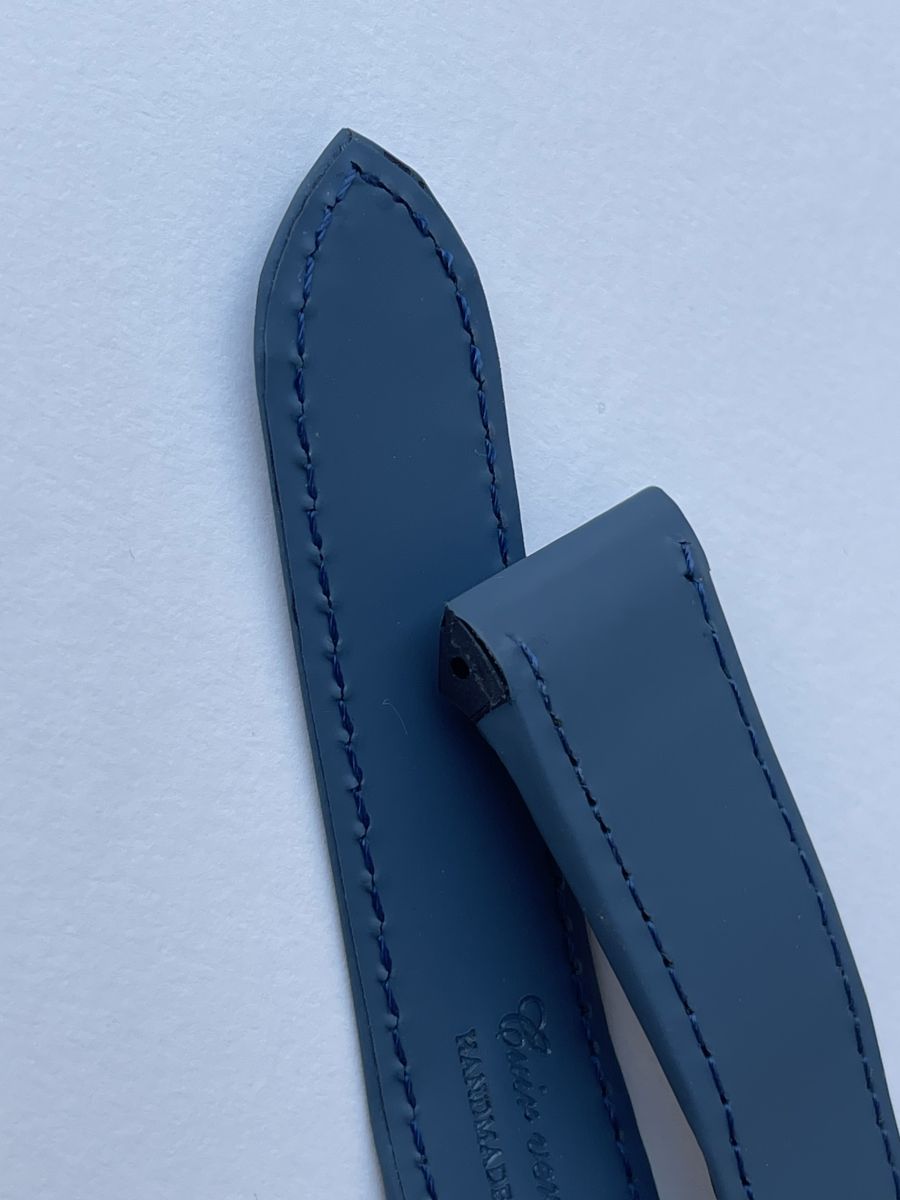 Como Blue Rubberized leather strap for Cartier Santos 100