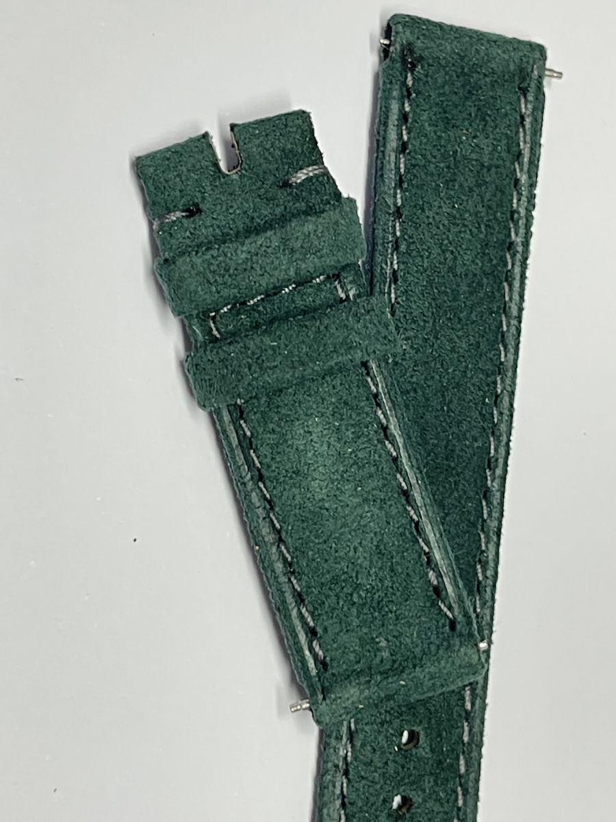 Cartier Tank 16mm custom strap in Green Edera Italian Alcantara