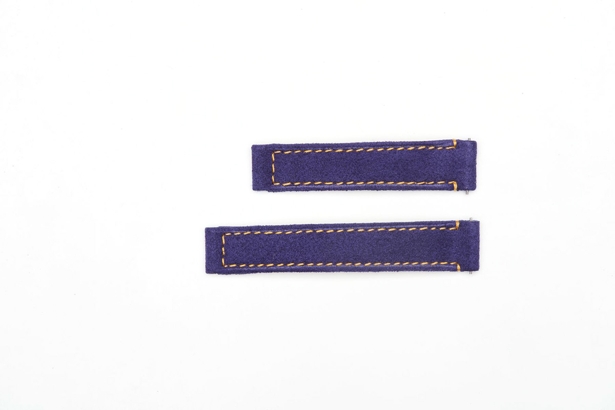 Provence Blue Alcantara strap for Vintage Cartier Tank Quartz Lady